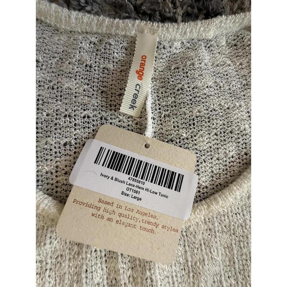 Orange Creek Ivory Blush Lace Hem Hi-Low Tunic Sheer Layered Women’s Large NWT - Picture 5 of 6